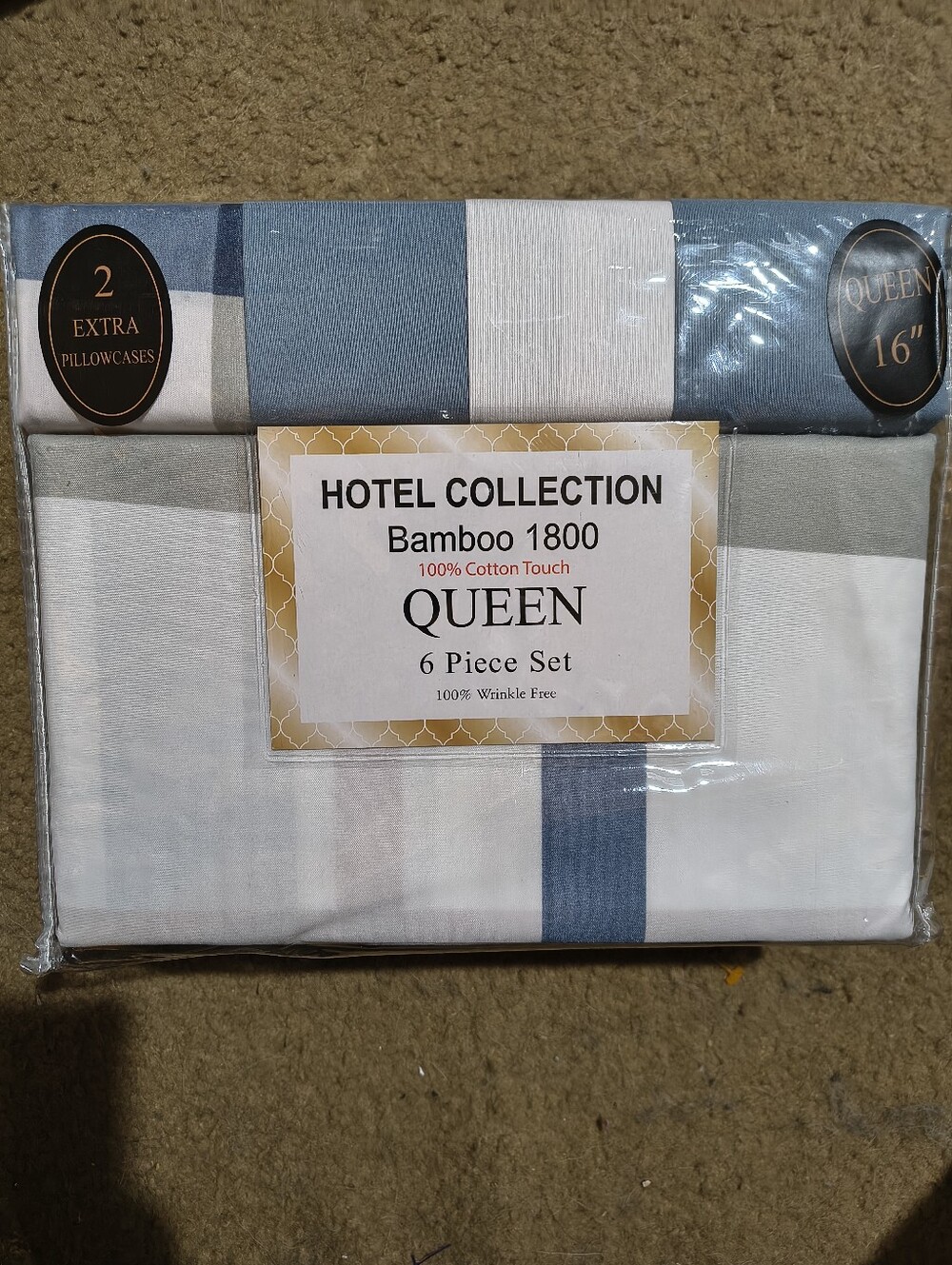 Hotel Collection Blue, Gray and Red Plaid Queen Sheet Set